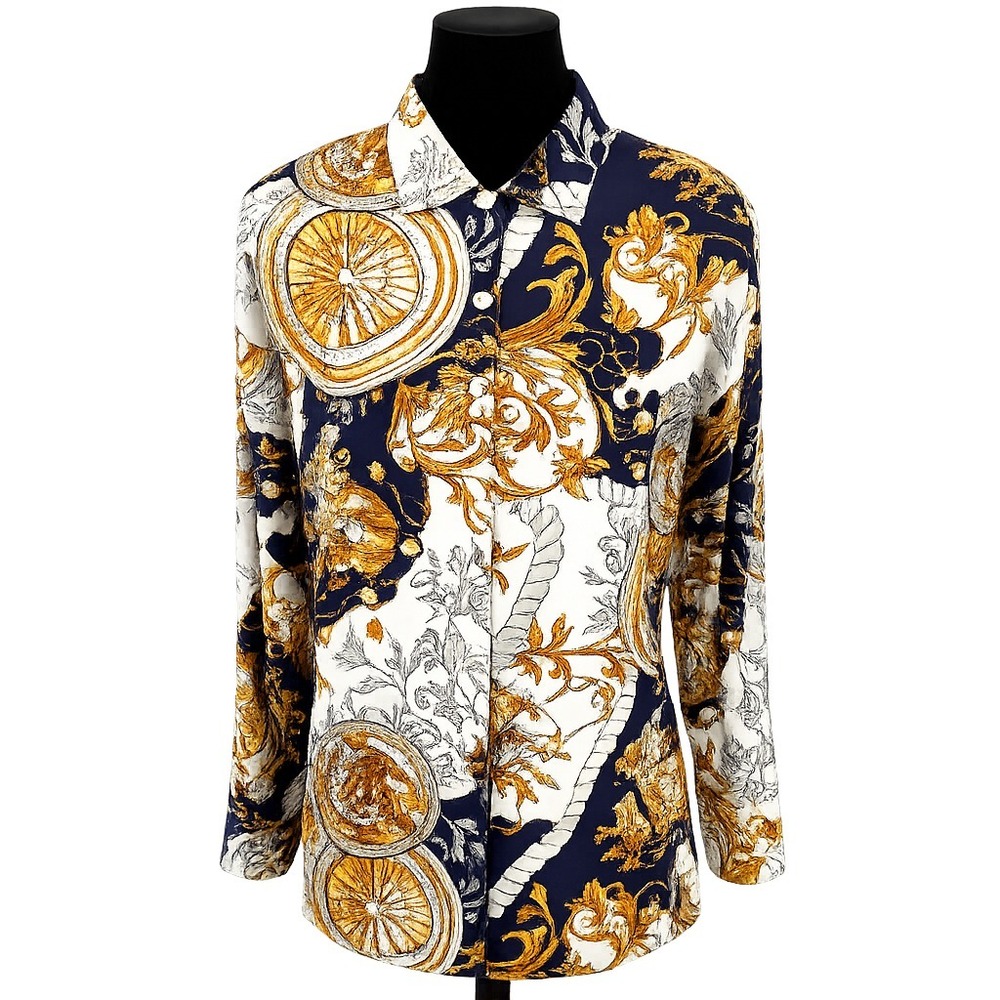 Venezia Womens Collared Button Up Blouse Size‎ 18/20 Multicolor Baroque Print